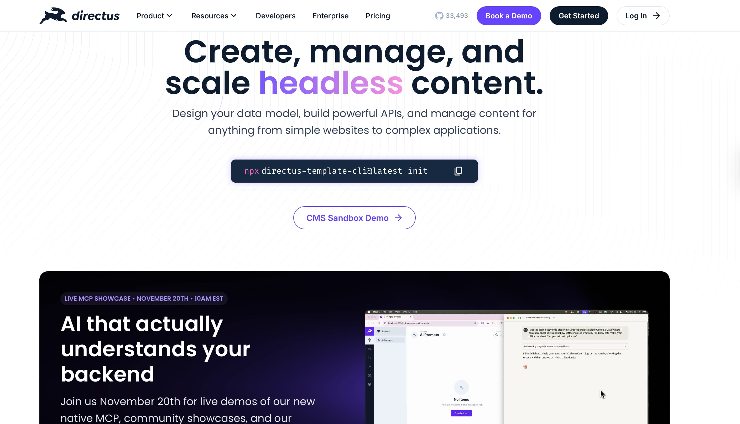 Directus as an option for a headless CMS platform.